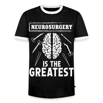 Brain Surgeon Neurosurgery Greatest Neurosurgeon - Men's Ringer Shirt - black/white - Front - AI Model Female 172 light (172cm) & AI Model Male 178 light (178cm)