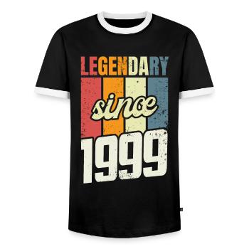 24e anniversaire Niveau 24 ans 1999 - T-shirt contrasté Homme - noir/blanc - Devant - AI Model Female 172 light (172cm) & AI Model Male 178 light (178cm)