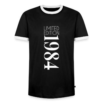 Édition limitée 1984 - T-shirt contrasté Homme - noir/blanc - Devant - AI Model Female 172 light (172cm) & AI Model Male 178 light (178cm)