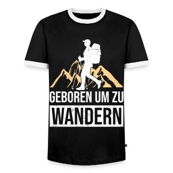 Mountains Climb Mountaineers Hiking - Men's Ringer Shirt - black/white - Front - AI Model Female 172 light (172cm) & AI Model Male 178 light (178cm)