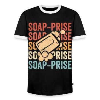 Fabricant de savon amusant - T-shirt contrasté Homme - noir/blanc - Devant - AI Model Female 172 light (172cm) & AI Model Male 178 light (178cm)