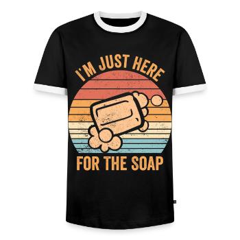 Fabricant de savon amusant - T-shirt contrasté Homme - noir/blanc - Devant - AI Model Female 172 light (172cm) & AI Model Male 178 light (178cm)
