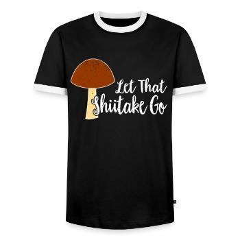 Mushroom picker mushroom mushroom hunter mushroom lover mushroom farm - Men's Ringer Shirt - black/white - Front - AI Model Female 172 light (172cm) & AI Model Male 178 light (178cm)