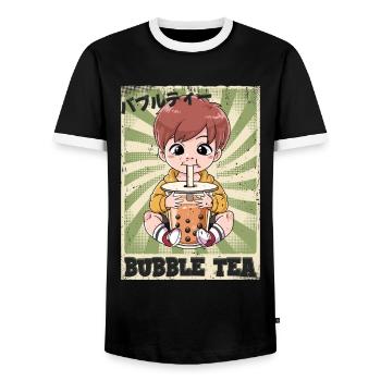 Boba Tea Junge Bubble Tea - Männer Kontrast-T-Shirt - Schwarz/Weiß - Vorne - AI Model Female 172 light (172cm) & AI Model Male 178 light (178cm)