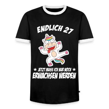 27 Geburtstag Positive Sprüche Zum 27 geburtstag - Männer Kontrast-T-Shirt - Schwarz/Weiß - Vorne - AI Model Female 172 light (172cm) & AI Model Male 178 light (178cm)