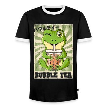 Boba Tea Frosch Bubble Tea - Männer Kontrast-T-Shirt - Schwarz/Weiß - Vorne - AI Model Female 172 light (172cm) & AI Model Male 178 light (178cm)