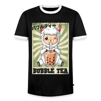 Boba Tea Lama Bubble Tea - Männer Kontrast-T-Shirt - Schwarz/Weiß - Vorne - AI Model Female 172 light (172cm) & AI Model Male 178 light (178cm)