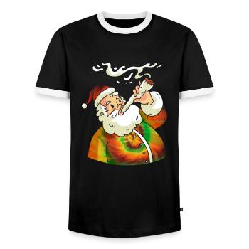 Hippie Weihnachtsmann mit Tye Dye Shirt - Hippie - Männer Kontrast-T-Shirt - Schwarz/Weiß - Vorne - AI Model Female 172 light (172cm) & AI Model Male 178 light (178cm)