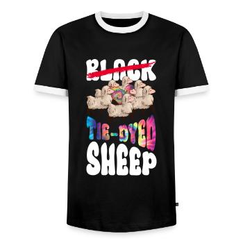 Black - Tie-Dyed Sheep - Hippie Costume Tie Dye - Men's Ringer Shirt - black/white - Front - AI Model Female 172 light (172cm) & AI Model Male 178 light (178cm)
