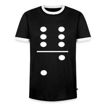 Domino Game Tile 6-2 - Lustiges Gruppenkostüm - Männer Kontrast-T-Shirt - Schwarz/Weiß - Vorne - AI Model Female 172 light (172cm) & AI Model Male 178 light (178cm)