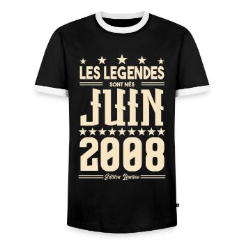 cadeau d'anniversaire juin 2008. Cadeau Juin 2008. - T-shirt contrasté Homme - noir/blanc - Devant - AI Model Female 172 light (172cm) & AI Model Male 178 light (178cm)