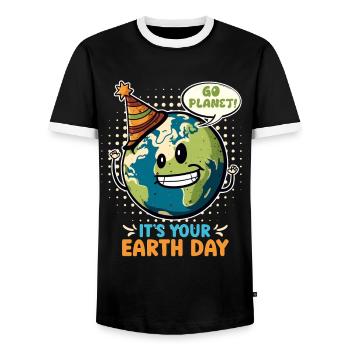 Earth Day Mission Earth & Climate Protection Environment - Men's Ringer Shirt - black/white - Front - AI Model Female 172 light (172cm) & AI Model Male 178 light (178cm)