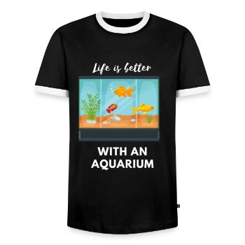 La vie est meilleure avec un aquarium - T-shirt contrasté Homme - noir/blanc - Devant - AI Model Female 172 light (172cm) & AI Model Male 178 light (178cm)