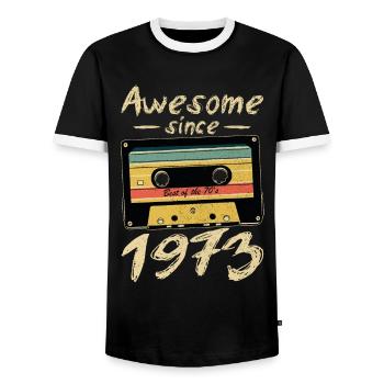 1973 Anniversaire 1973 Né Cadeau d’anniversaire - T-shirt contrasté Homme - noir/blanc - Devant - AI Model Female 172 light (172cm) & AI Model Male 178 light (178cm)