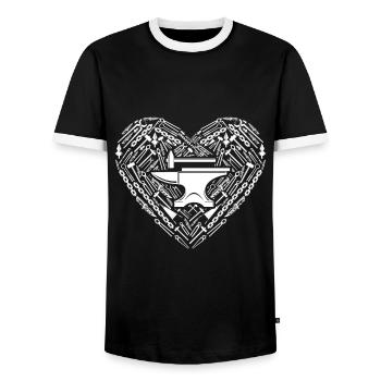 Enclume Marteau Forgeron Hoof Iron Heart - T-shirt contrasté Homme - noir/blanc - Devant - AI Model Female 172 light (172cm) & AI Model Male 178 light (178cm)