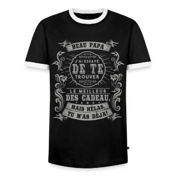 Beau Papa Cadeau Humour Hommes - T-shirt contrasté Homme - noir/blanc - Devant - AI Model Female 172 light (172cm) & AI Model Male 178 light (178cm)