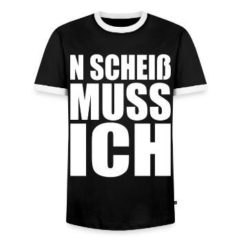 N Scheiß Muss Ich Gar Nichts Nö Einen Scheiss Egal - Männer Kontrast-T-Shirt - Schwarz/Weiß - Vorne - AI Model Female 172 light (172cm) & AI Model Male 178 light (178cm)