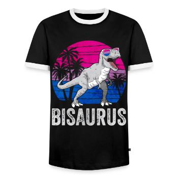 Bi Pride Bisexuel Flag Trex LGBTQ - T-shirt contrasté Homme - noir/blanc - Devant - AI Model Female 172 light (172cm) & AI Model Male 178 light (178cm)