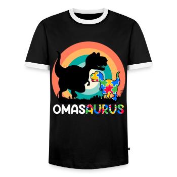 Omasaurus Muttertag Grandma Mama Tag Oma - Männer Kontrast-T-Shirt - Schwarz/Weiß - Vorne - AI Model Female 172 light (172cm) & AI Model Male 178 light (178cm)