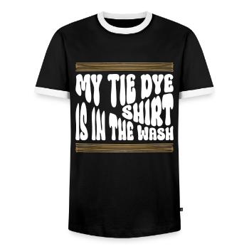 Mein Tie Dye Shirt ist in der Wäsche - Hippie - Männer Kontrast-T-Shirt - Schwarz/Weiß - Vorne - AI Model Female 172 light (172cm) & AI Model Male 178 light (178cm)