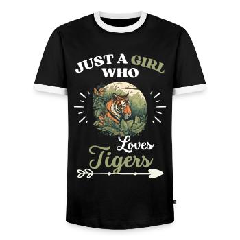 Zoo Tier Tiger Frauen Mädchen Geschenk Tiger - Männer Kontrast-T-Shirt - Schwarz/Weiß - Vorne - AI Model Female 172 light (172cm) & AI Model Male 178 light (178cm)