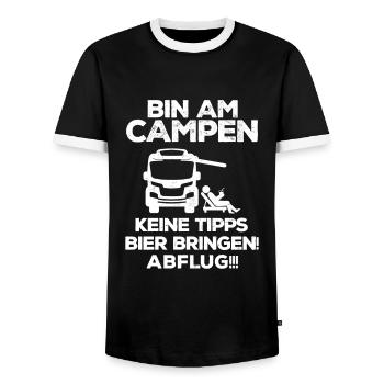 Lustiger Campingplatz Spruch Camping und Bier - Männer Kontrast-T-Shirt - Schwarz/Weiß - Vorne - AI Model Female 172 light (172cm) & AI Model Male 178 light (178cm)