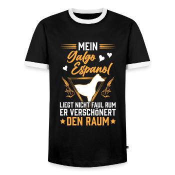Galgo Espanol ist nicht faul Spanischer Windhund - Männer Kontrast-T-Shirt - Schwarz/Weiß - Vorne - AI Model Female 172 light (172cm) & AI Model Male 178 light (178cm)