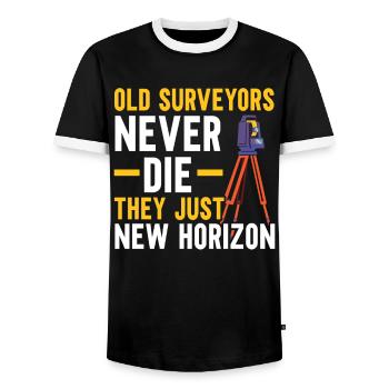 Les vieux géomètres ne meurent jamais, ils en cherchent juste de nouveaux. - T-shirt contrasté Homme - noir/blanc - Devant - AI Model Female 172 light (172cm) & AI Model Male 178 light (178cm)