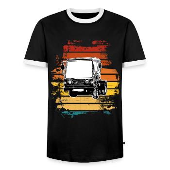 Multicar M25 Multicar Neu Multricar Lastkraftwagen - Männer Kontrast-T-Shirt - Schwarz/Weiß - Vorne - AI Model Female 172 light (172cm) & AI Model Male 178 light (178cm)
