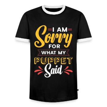 Marionnettes Je suis désolé pour ce que mes marionnettes marionnettes marionnettes - T-shirt contrasté Homme - noir/blanc - Devant - AI Model Female 172 light (172cm) & AI Model Male 178 light (178cm)
