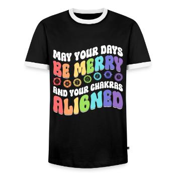 Hippie Christmas Chakra - Männer Kontrast-T-Shirt - Schwarz/Weiß - Vorne - AI Model Female 172 light (172cm) & AI Model Male 178 light (178cm)