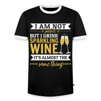 I'm not perfect, but I drink sparkling wine funny - Men's Ringer Shirt - black/white - Front - AI Model Female 172 light (172cm) & AI Model Male 178 light (178cm)