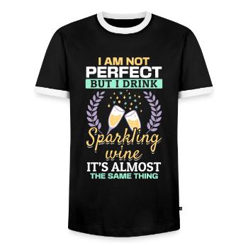 I'm not perfect, but I drink sparkling wine funny - Men's Ringer Shirt - black/white - Front - AI Model Female 172 light (172cm) & AI Model Male 178 light (178cm)