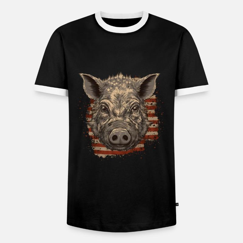 Hog Hunter - Men's Ringer Shirt - black/white