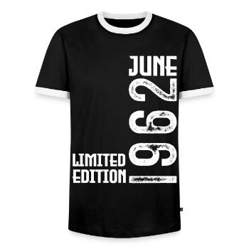 Geschenk Juni 1962 Geburtstag Juni 1962. Juni 1962 - Männer Kontrast-T-Shirt - Schwarz/Weiß - Vorne - AI Model Female 172 light (172cm) & AI Model Male 178 light (178cm)