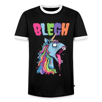 Live Laugh Blegh Blehgssed Heavy Metal Unicorn - Men's Ringer Shirt - black/white - Front - AI Model Female 172 light (172cm) & AI Model Male 178 light (178cm)