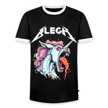 Live Laugh Blegh Blehgssed Heavy Metal Einhorn - Männer Kontrast-T-Shirt - Schwarz/Weiß - Vorne - AI Model Female 172 light (172cm) & AI Model Male 178 light (178cm)