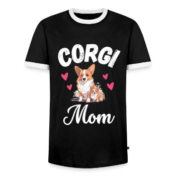 Corgi Mama Hundebesitzer Muttertag Süßes Corgi - Männer Kontrast-T-Shirt - Schwarz/Weiß - Vorne - AI Model Female 172 light (172cm) & AI Model Male 178 light (178cm)