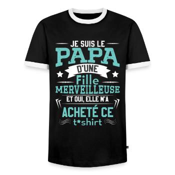 Papa Cadeaux De La Fête Des Pères - T-shirt contrasté Homme - noir/blanc - Devant - AI Model Female 172 light (172cm) & AI Model Male 178 light (178cm)