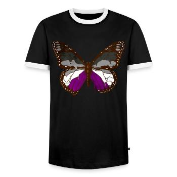 Asexual Pride Ace Flag Butterfly Subtil LG - T-shirt contrasté Homme - noir/blanc - Devant - AI Model Female 172 light (172cm) & AI Model Male 178 light (178cm)