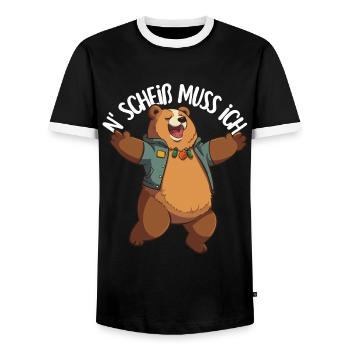 Bärenstarkes Bären-Design mit sarkastischem Spruch - Männer Kontrast-T-Shirt - Schwarz/Weiß - Vorne - AI Model Female 172 light (172cm) & AI Model Male 178 light (178cm)