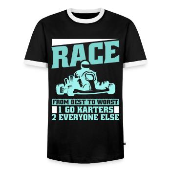 Go Kart Kartfahren Kartfahrer Cool - Männer Kontrast-T-Shirt - Schwarz/Weiß - Vorne - AI Model Female 172 light (172cm) & AI Model Male 178 light (178cm)