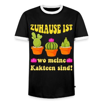 Zuhause ist wo meine Kakteen sind! Kaktusliebhaber - Männer Kontrast-T-Shirt - Schwarz/Weiß - Vorne - AI Model Female 172 light (172cm) & AI Model Male 178 light (178cm)