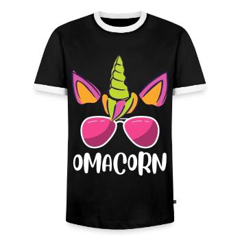 Omacorn Großmutter Muttertag Einhorn Fans - Männer Kontrast-T-Shirt - Schwarz/Weiß - Vorne - AI Model Female 172 light (172cm) & AI Model Male 178 light (178cm)