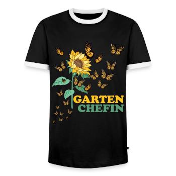 Garten Chefin Sonnenblumen Gartenfreundin Blumen - Männer Kontrast-T-Shirt - Schwarz/Weiß - Vorne - AI Model Female 172 light (172cm) & AI Model Male 178 light (178cm)