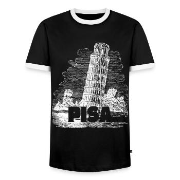 Pisa Florenz Der Schiefe Turm Pisa Souvenir Retro - Männer Kontrast-T-Shirt - Schwarz/Weiß - Vorne - AI Model Female 172 light (172cm) & AI Model Male 178 light (178cm)