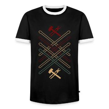 Blacksmith Anvil Metal Hammer Pliers Love - Men's Ringer Shirt - black/white - Front - AI Model Female 172 light (172cm) & AI Model Male 178 light (178cm)
