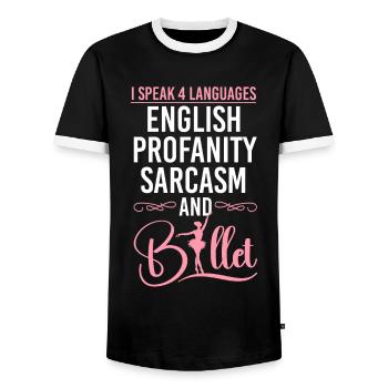 Ballet Danseuse Danse Ballerine - T-shirt contrasté Homme - noir/blanc - Devant - AI Model Female 172 light (172cm) & AI Model Male 178 light (178cm)