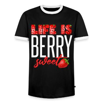 Das Leben ist beerig süß - Männer Kontrast-T-Shirt - Schwarz/Weiß - Vorne - AI Model Female 172 light (172cm) & AI Model Male 178 light (178cm)