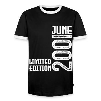 Cadeau juin 2001 anniversaire Juin 2001. juin 2001 - T-shirt contrasté Homme - noir/blanc - Devant - AI Model Female 172 light (172cm) & AI Model Male 178 light (178cm)